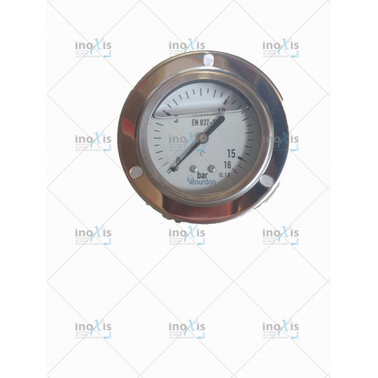 Manomètre axial inox à collerette  0-25 bar M1/4", D.60mm